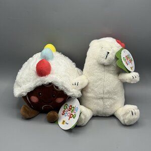 Giggle Scape Polar Bear 9" & Gingerbread House 8" Holiday Plush Lot Of 2 NEW